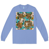 Colony Blue charolais cow and sunflowers seamless pattern Long Sleeve Tee - HRA Design Shop