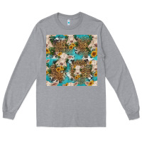 Heather Grey charolais cow and sunflowers seamless pattern Long Sleeve Tee - HRA Design Shop