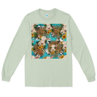 Matcha charolais cow and sunflowers seamless pattern Long Sleeve Tee - HRA Design Shop
