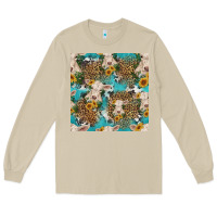 Mushroom charolais cow and sunflowers seamless pattern Long Sleeve Tee - HRA Design Shop