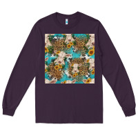 Plum charolais cow and sunflowers seamless pattern Long Sleeve Tee - HRA Design Shop