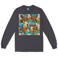 Smoke charolais cow and sunflowers seamless pattern Long Sleeve Tee - HRA Design Shop