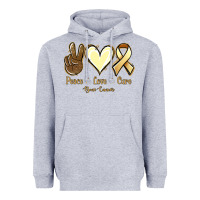 Heather Grey Peace Love Cure Bone Cancer Heavyweight Hoodie - Jasminsmagicworld