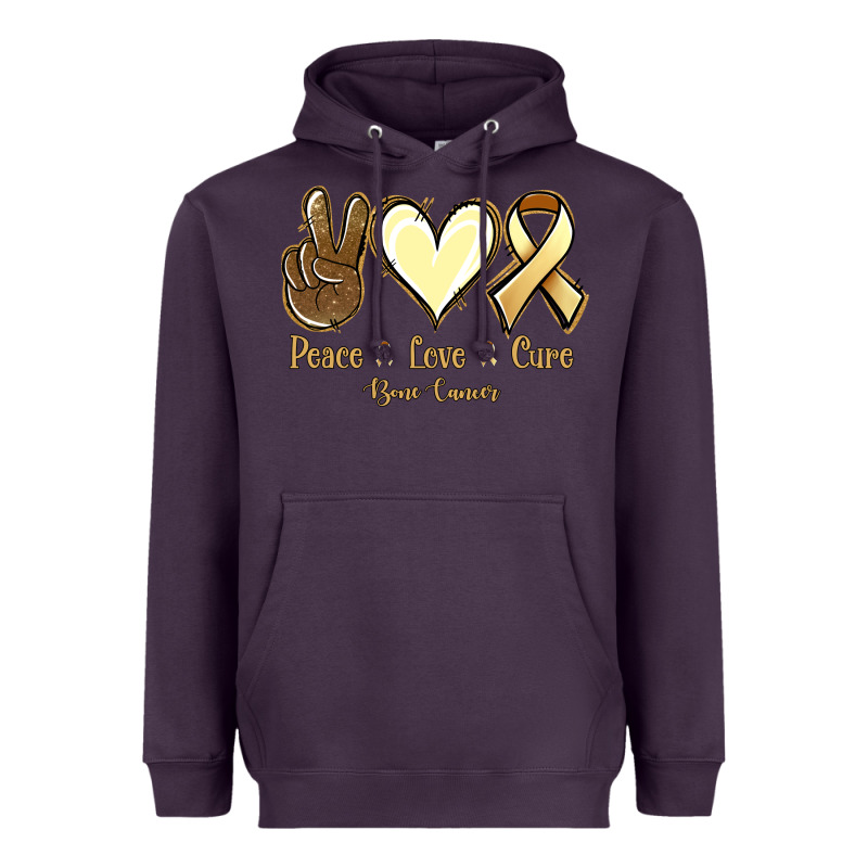Peace Love Cure Bone Cancer Heavyweight Hoodie by Jasminsmagicworld | Teevron