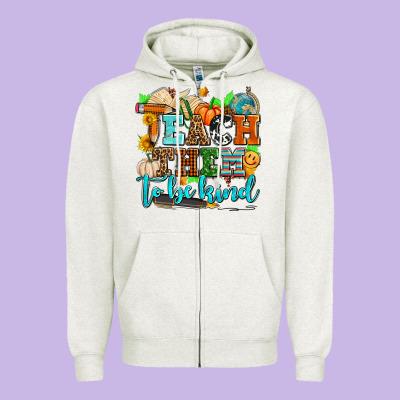 Teach Them To Be Kind With Pumpkins And Fall Zipper Hoodie Designed By Adodesignshop