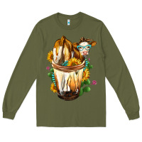 Army Green simmental cow bobba cup Long Sleeve Tee - FaDigitalArtStudio