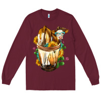 Burgundy simmental cow bobba cup Long Sleeve Tee - FaDigitalArtStudio