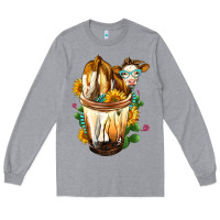 Heather Grey simmental cow bobba cup Long Sleeve Tee - FaDigitalArtStudio