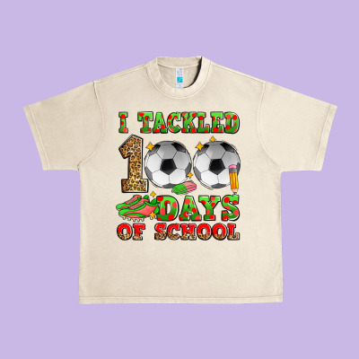 I Tackled 100 Days Of School Soccer Urban Heavy Tee Designed By Zillion Design Studio