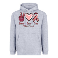 Heather Grey Peace Love Cure Uterine Cancer Heavyweight Hoodie - Jasminsmagicworld