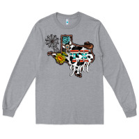 Heather Grey tx yall western Long Sleeve Tee - CowhideDigitalArt