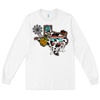 White tx yall western Long Sleeve Tee - CowhideDigitalArt