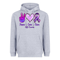 Heather Grey Peace Love Cure All Cancers Heavyweight Hoodie - Jasminsmagicworld