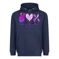 Navy Peace Love Cure All Cancers Heavyweight Hoodie - Jasminsmagicworld