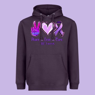 Peace Love Cure All Cancers Heavyweight Hoodie Designed By Jasminsmagicworld