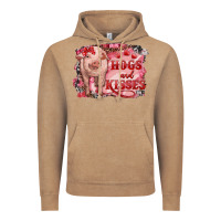 Vintage Coffee Valentines Day Pig Hogs And Kisses Vintage Hoodie - RanaPortraitStore