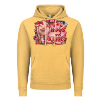 Vintage Mustard Valentines Day Pig Hogs And Kisses Vintage Hoodie - RanaPortraitStore