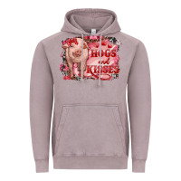 Vintage Zinc Valentines Day Pig Hogs And Kisses Vintage Hoodie - RanaPortraitStore