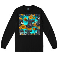 Black black angus and sunflowers seamless pattern Long Sleeve Tee - HRA Design Shop