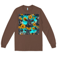 Chestnut black angus and sunflowers seamless pattern Long Sleeve Tee - HRA Design Shop