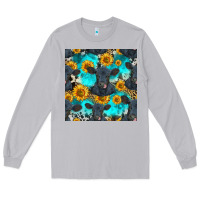 Moon Dust black angus and sunflowers seamless pattern Long Sleeve Tee - HRA Design Shop