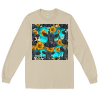 Mushroom black angus and sunflowers seamless pattern Long Sleeve Tee - HRA Design Shop