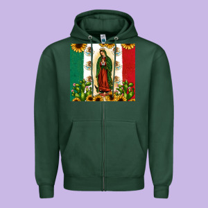 Our Lady Of Guadalupe Zipper Hoodie Designed By Jahusdesignshop