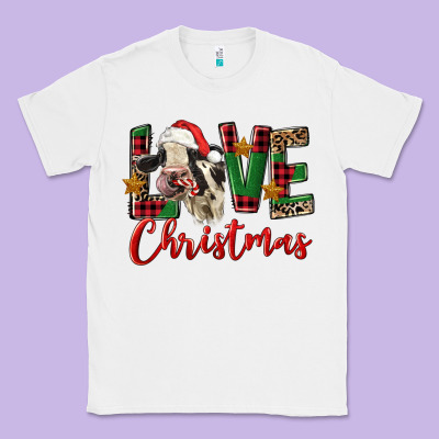 Love Christmas Holstein Heifer Classic Tee Designed By Fadigitalartstudio