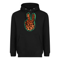Black Orange Leopard Peace Sign Heavyweight Hoodie - Jasminsmagicworld