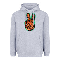Heather Grey Orange Leopard Peace Sign Heavyweight Hoodie - Jasminsmagicworld