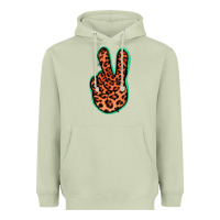 Matcha Orange Leopard Peace Sign Heavyweight Hoodie - Jasminsmagicworld
