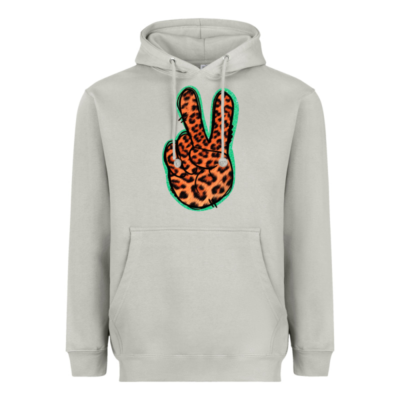 Orange Leopard Peace Sign Heavyweight Hoodie by Jasminsmagicworld | Teevron