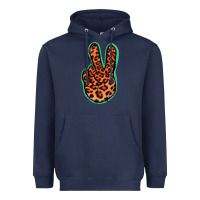 Navy Orange Leopard Peace Sign Heavyweight Hoodie - Jasminsmagicworld