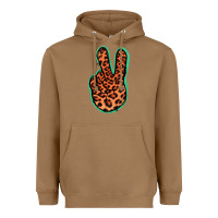Toasted Coconut Orange Leopard Peace Sign Heavyweight Hoodie - Jasminsmagicworld