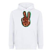 White Orange Leopard Peace Sign Heavyweight Hoodie - Jasminsmagicworld