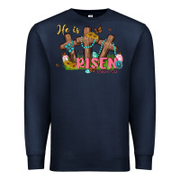 Navy he is risen Premium Sweatshirt - MaliasSmallBusiness