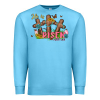 Ocean Blue he is risen Premium Sweatshirt - MaliasSmallBusiness