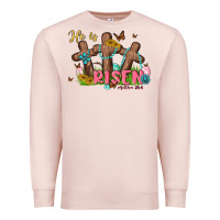 Pale Pink he is risen Premium Sweatshirt - MaliasSmallBusiness