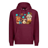 Burgundy dog coffee cups with  food container bbs Premium Hoodie - BundleAndBundleShop