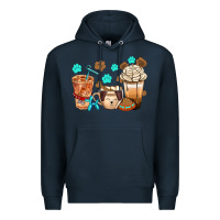 Navy dog coffee cups with  food container bbs Premium Hoodie - BundleAndBundleShop