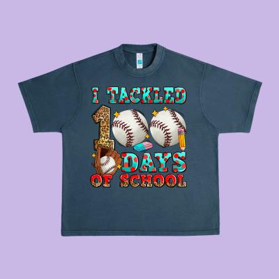 I Tackled 100 Days Of School Baseball Urban Heavy Tee Designed By Zillion Design Studio