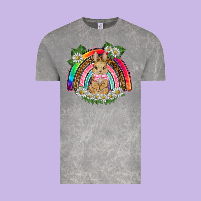 Easter Rabbit Rainbow Vintage Tee Designed By Barkaloodesign