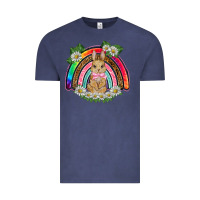 Vintage Denim easter rabbit rainbow Vintage Tee - BarkalooDesign