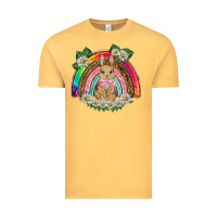 Vintage Mustard easter rabbit rainbow Vintage Tee - BarkalooDesign