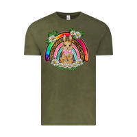 Vintage Olive easter rabbit rainbow Vintage Tee - BarkalooDesign