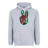 Heather Grey Feather Pink Leopard Peace Sign Heavyweight Hoodie - Jasminsmagicworld