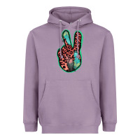 Lavender Feather Pink Leopard Peace Sign Heavyweight Hoodie - Jasminsmagicworld