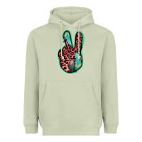 Matcha Feather Pink Leopard Peace Sign Heavyweight Hoodie - Jasminsmagicworld