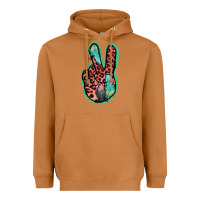 Meerkat Feather Pink Leopard Peace Sign Heavyweight Hoodie - Jasminsmagicworld