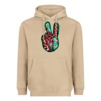 Mushroom Feather Pink Leopard Peace Sign Heavyweight Hoodie - Jasminsmagicworld